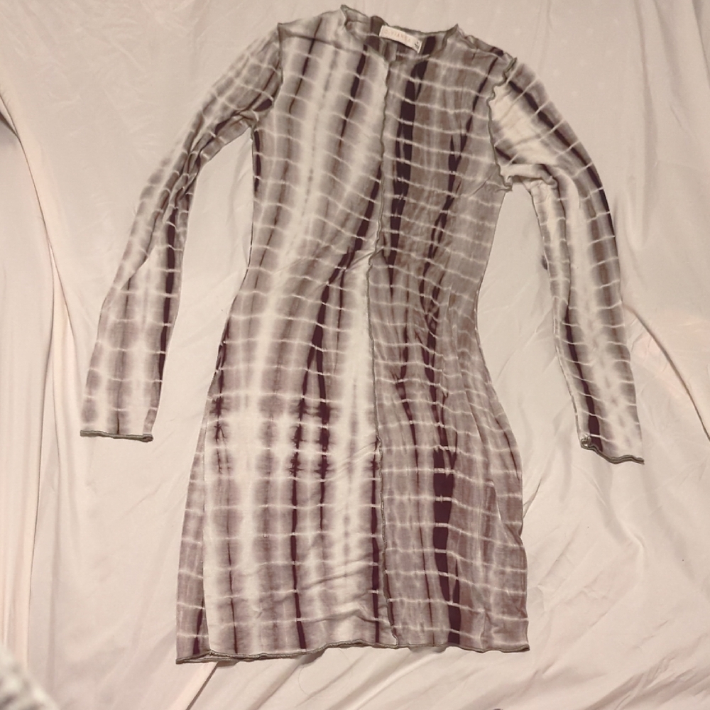 Chic Long Sleeve Tie-Dye Dress